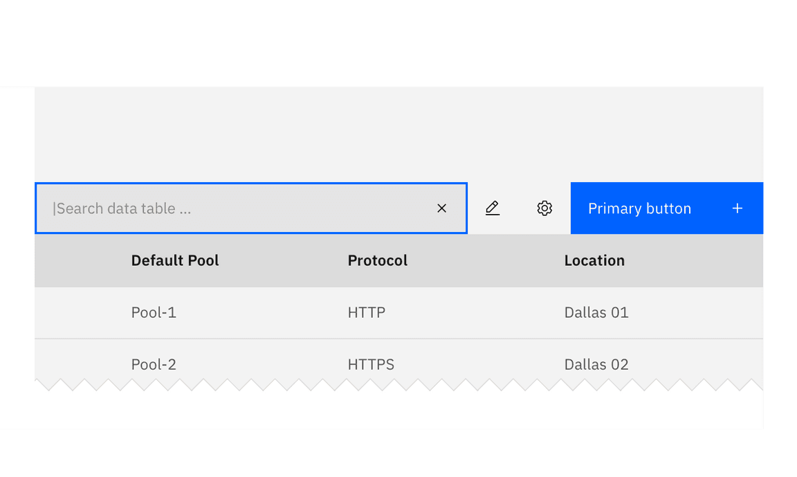 Search at the top of the data table